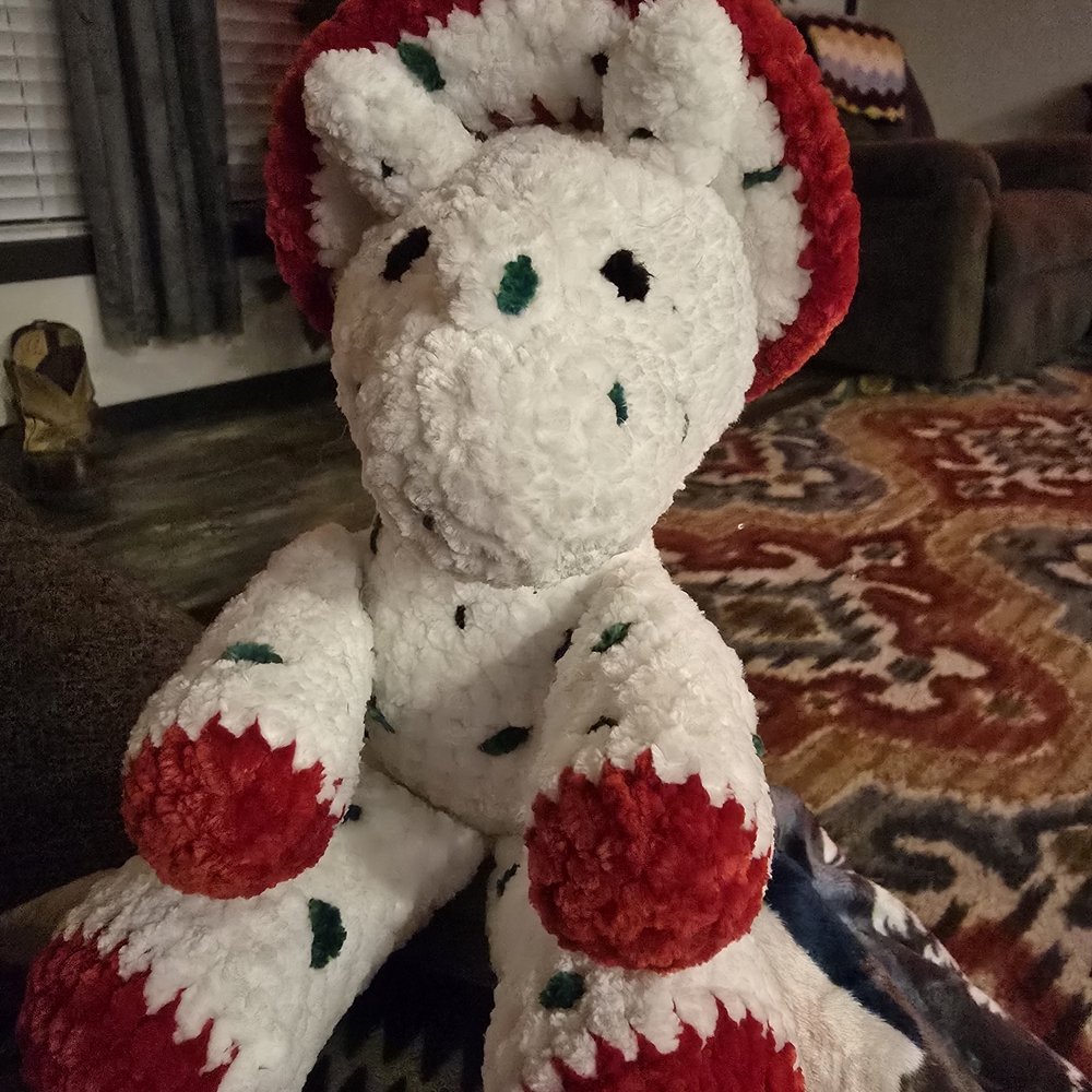 Plush White and Red Dinosaur Toy